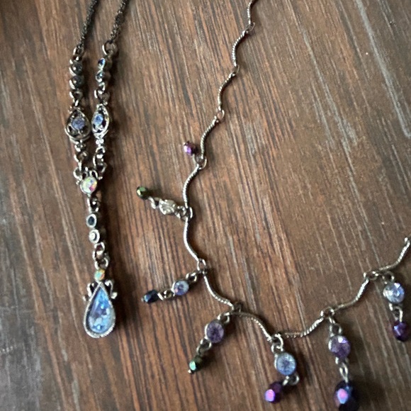 1928 brand necklaces blue & Purple Crystals gunmetal hardware - Picture 13 of 17